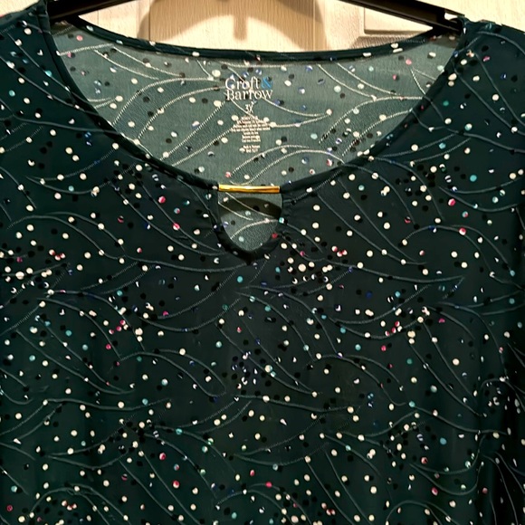 💛 NWOT CROFT & BARROW SZ 3X HUNTER GREEN & MULTI BLOUSE & UNIQUE GOLD ACCENT 💛 - Picture 5 of 8